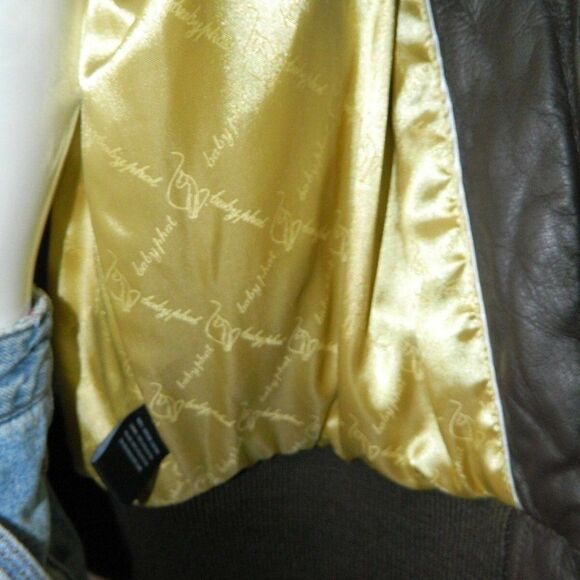 BABY PHAT Jacket Leather Brown Puffer Y2K 90's Vintage Embroidery Cat Logo XXL - Picture 10 of 12